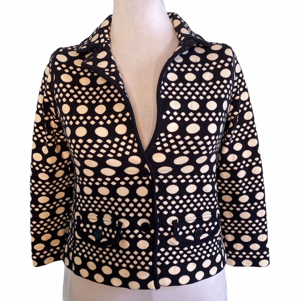 Tory Burch navy polka dot blazer two front buttons